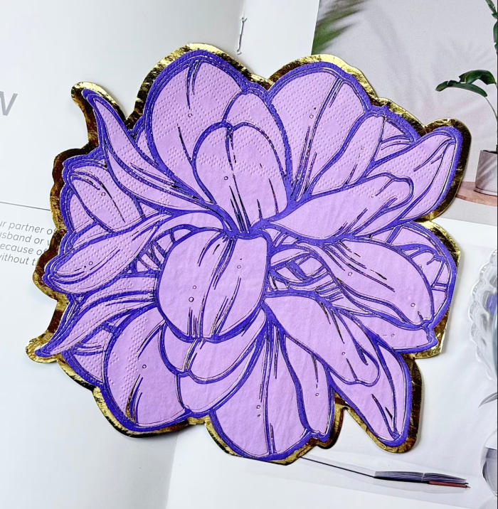 Custom Shaped Colorful Die-cut Napkins with Golden Finish Custom Shaped Colorful Die-cut Napkins with Golden Finish
